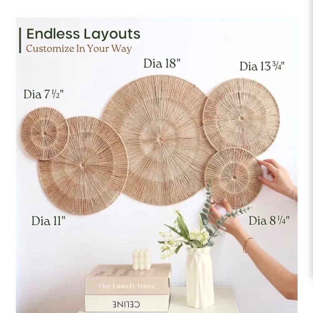 Natural Water Hyacinth Woven Wall Decor - Neutral Beige